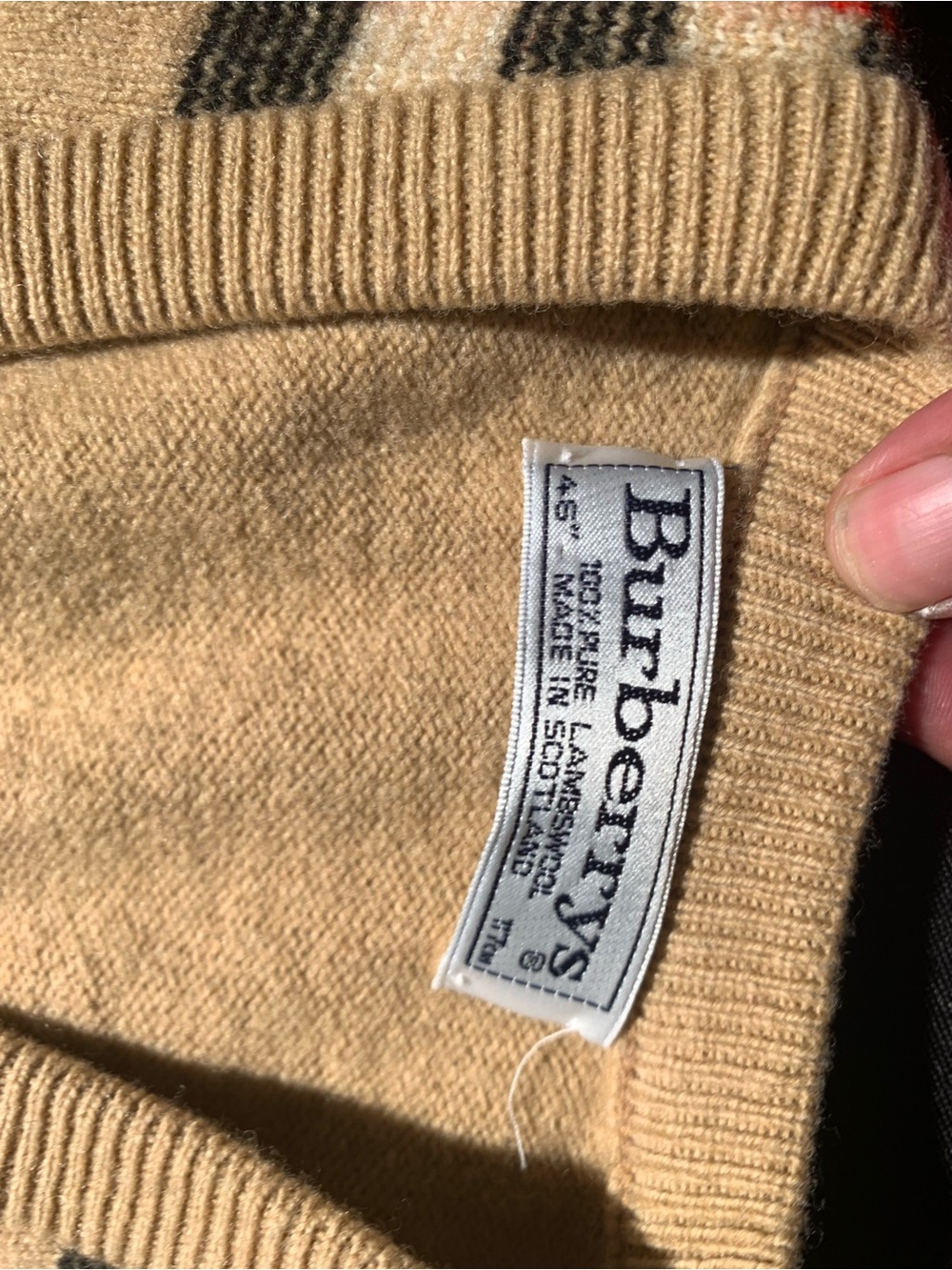 Burberry Tan Nova Check v neck Sweater - Picture 2 of 6